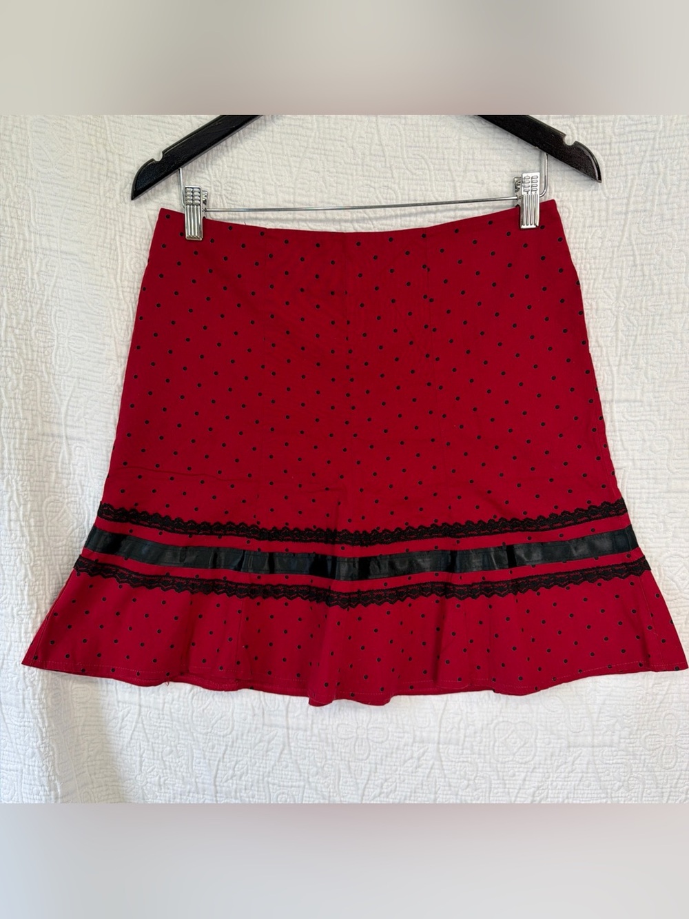 Vintage Y2K Morbid Threads Mini Skirt Size Small Red Polka Dot Goth Cotton Zip S